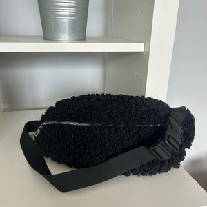 Harlow Black Sherpa Crossbody Belt Bag